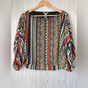 Alberto Makali Women’s Multicolor Boat Neck Blouse Size Medium EUC